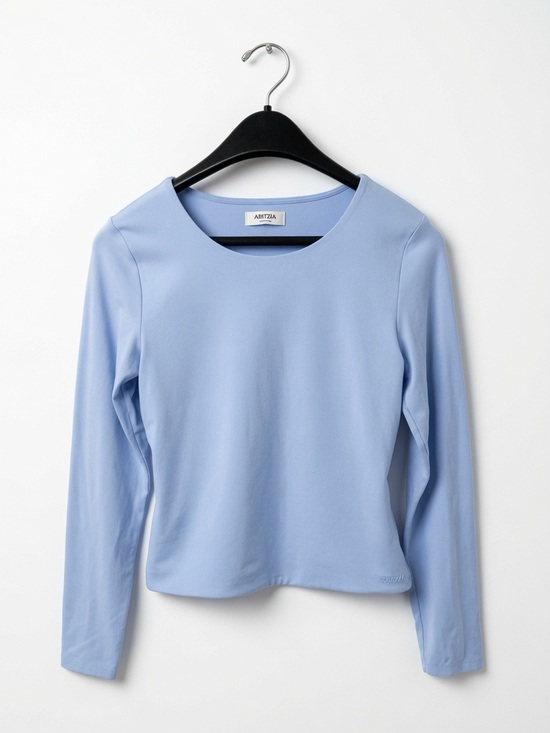 Aritzia Tops - Aritzia Baby Blue Long Sleeve Scoop Neck Minimalist Contour Top Size Large